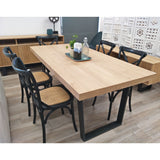 Petunia  Dining Table 210cm Elm Timber Wood Black Metal Leg - Natural