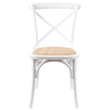 Aster Crossback Dining Chair Set of 6 Solid Birch Timber Wood Ratan Seat - White