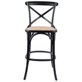 Aster 3pc Crossback Bar Stools Dining Chair Solid Birch Timber Rattan Seat Black