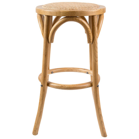Ember 2pc Round Bar Stools Dining Stool Chair Solid Birch Timber Rattan Seat Oak