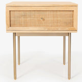 Martina Bedside Table 1 Drawer Storage Cabinet Solid Mango Wood Rattan