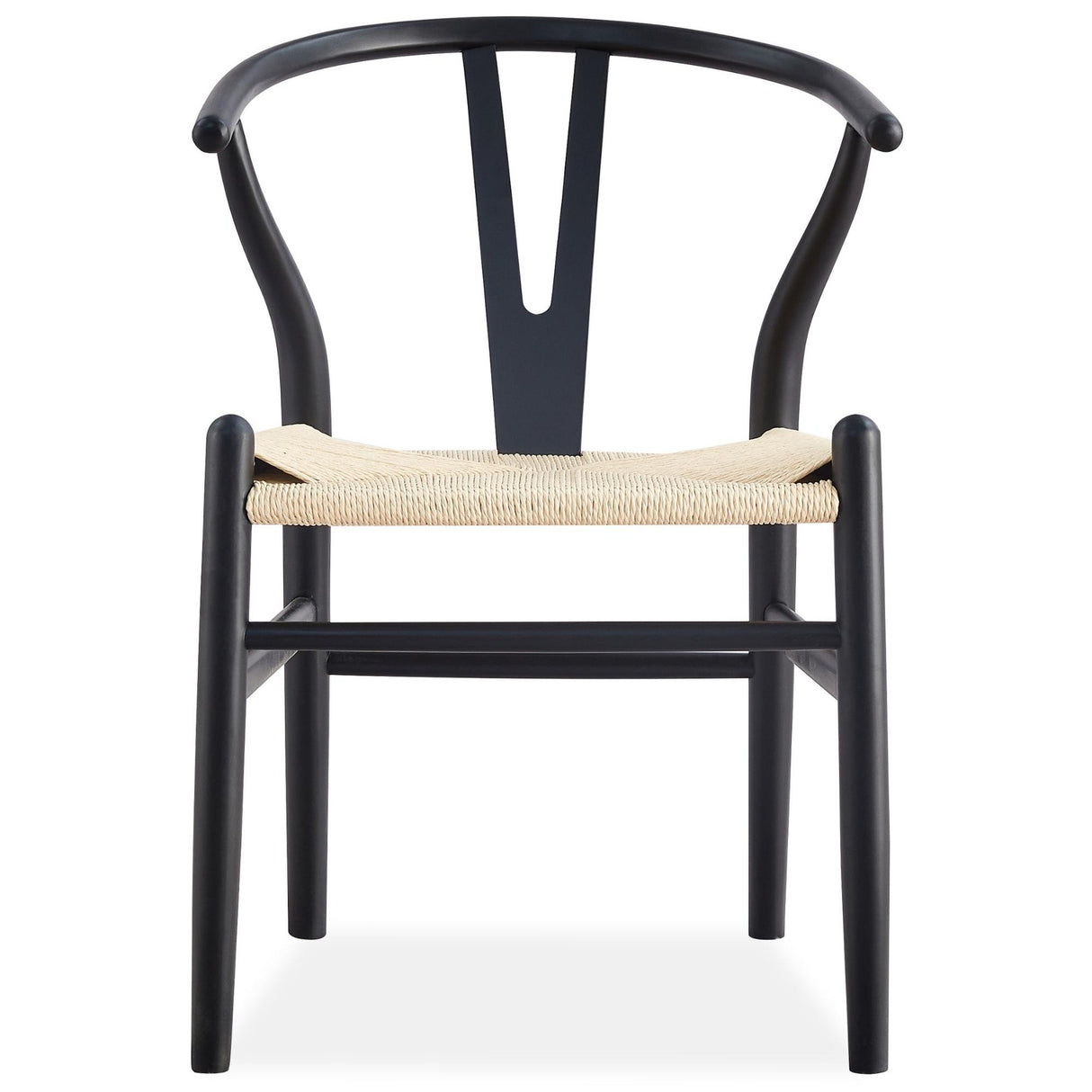 Anemone  Set of 6 Wishbone Dining Chair Beech Timber Replica Hans Wenger - Black