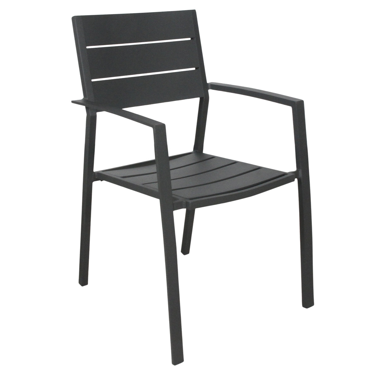 Percy 2pc Set Outdoor Dining Table Chair Aluminium Frame Grey