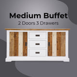 Orville Buffet Table 166cm 2 Door 3 Drawer Solid Acacia Timber Wood -Multi Color