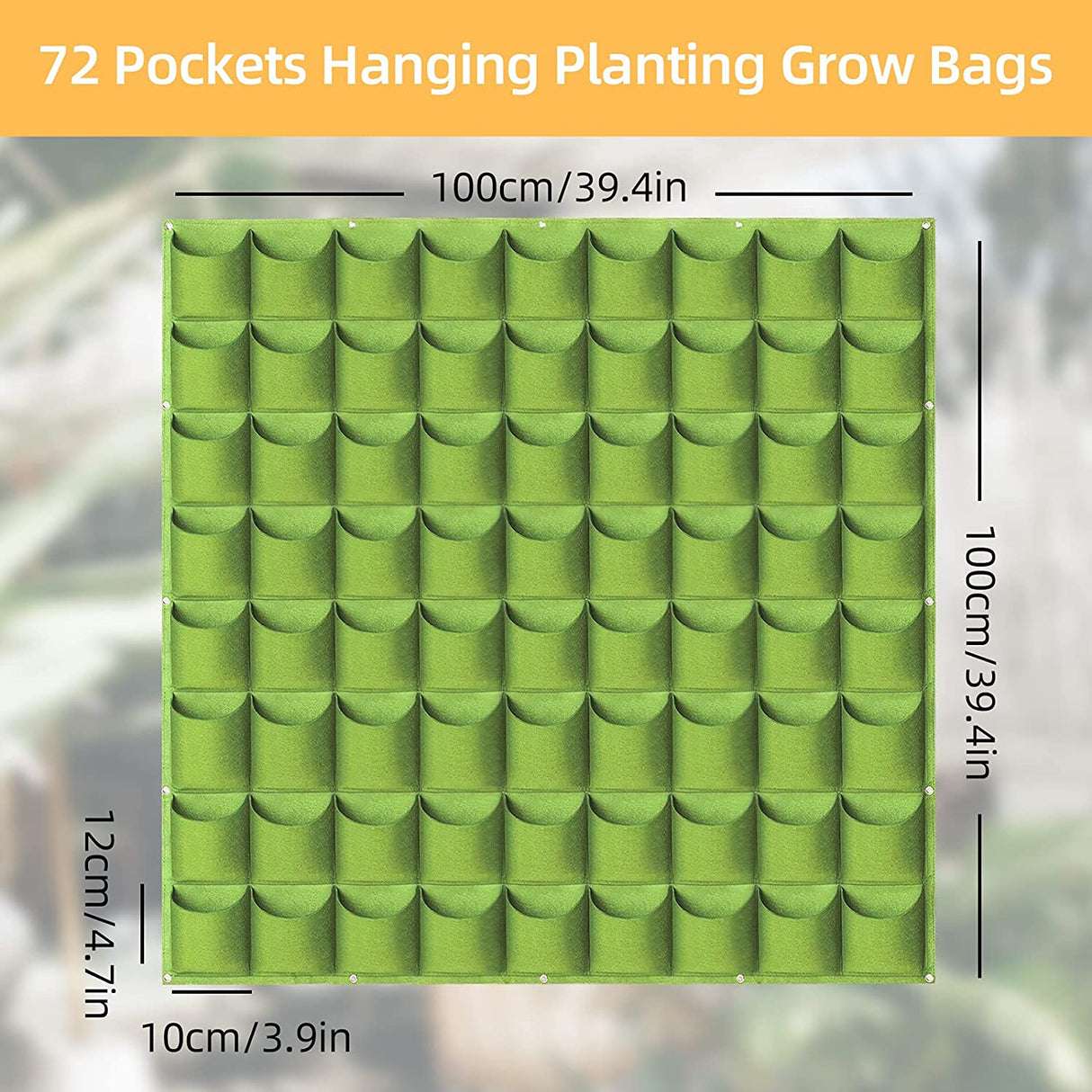 72 Pockets Wall Hanging Planter Planting Grow Bag Vertical Garden Vegetable Flower Green
