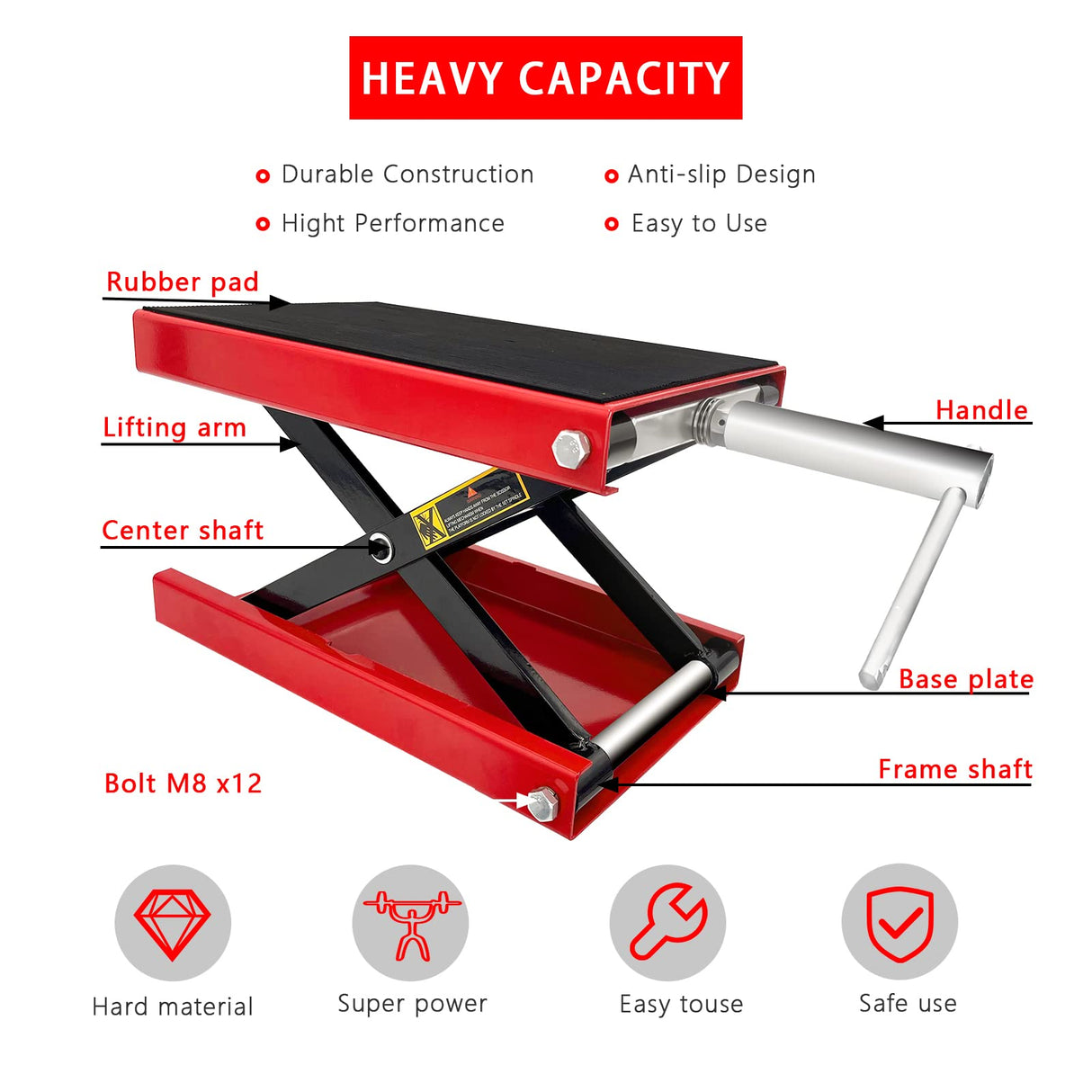 Motorcycle Bike ATV Wide Repair Deck Scissor Lift Jack Crank Hoist Stand 500kg