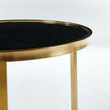 Interior Ave - Designer Giselle Black Glass & Brushed Gold Coffee Table Set