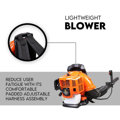 Petrol Leaf Blower 2 Stroke 42.7cc Backpack Commercial 540km/H