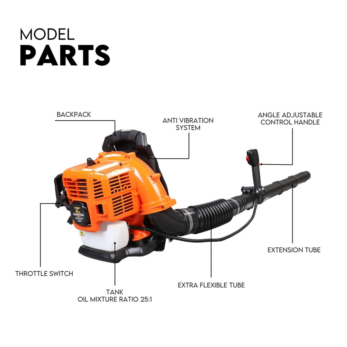 Petrol Leaf Blower 2 Stroke 42.7cc Backpack Commercial 540km/H