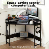 Casadiso L-Shaped Computer Desk with Charging Station, Black Gaming Desk with Built-in Power Board - (Casadiso Albali Pro)