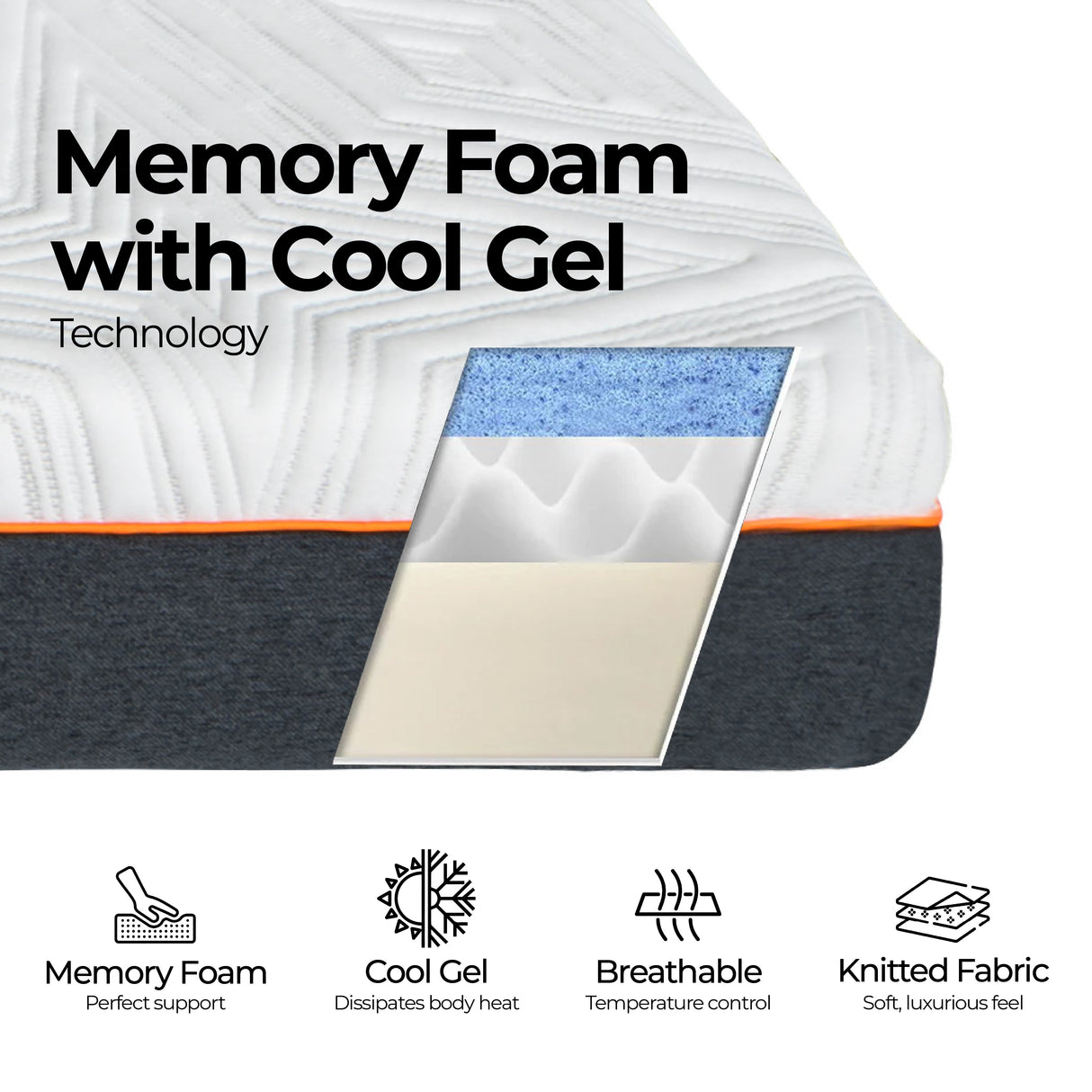 WhisperCool Gel Memory Foam Double Mattress