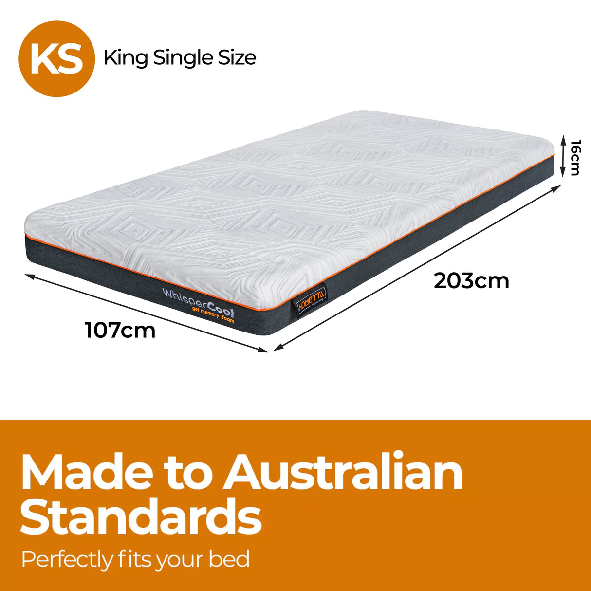 WhisperCool Gel Memory Foam King Single Mattress