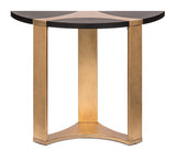 Contemporary Half Round Brass and Black Hallway Console Table