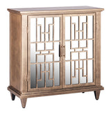 Ember Sideboard Buffet Cabinet Storage with Mirrored Glass Doors in French Brass Finish