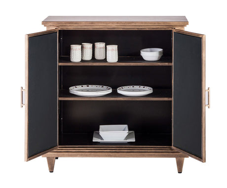 Ember Sideboard Buffet Cabinet Storage with Mirrored Glass Doors in French Brass Finish