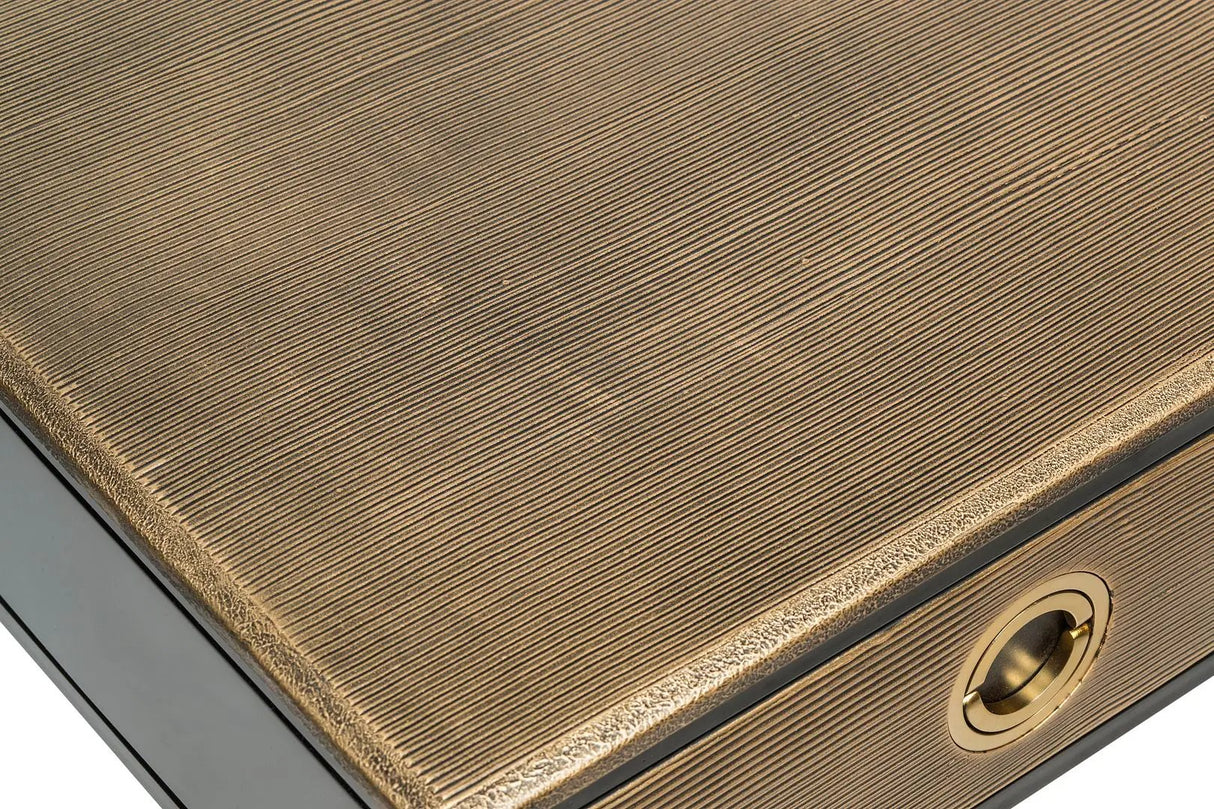 Black Bedside Table with Storage Drawer and Gold Finished Textured Top