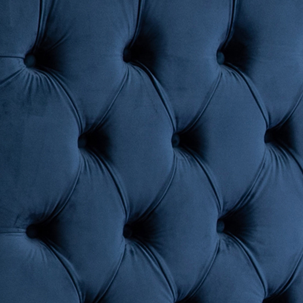Queen Size Ember Bedframe Velvet Upholstery Deep Blue Colour Tufted Headboard Deep Quilting