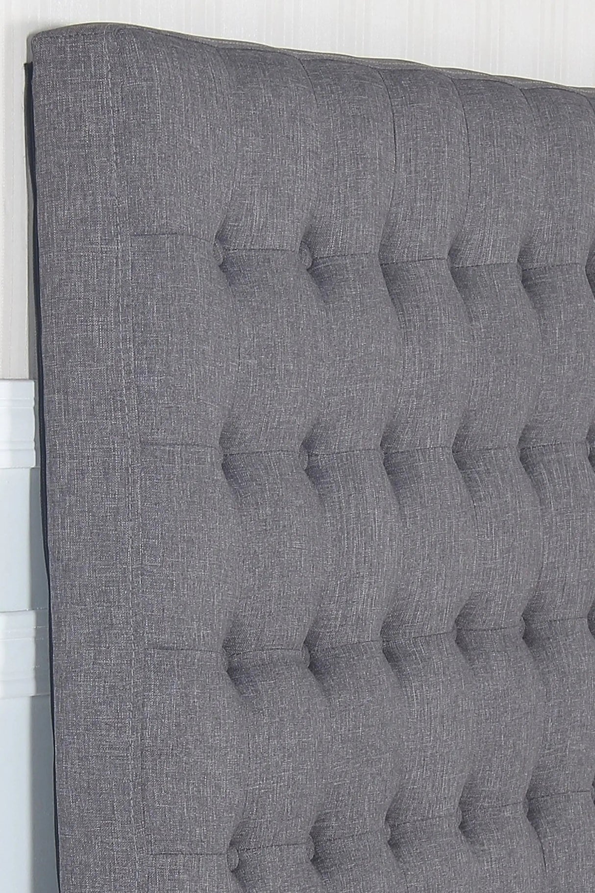 Bed Head Double Charcoal Headboard Upholstery Fabric Tufted Buttons