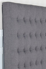 Bed Head Double Charcoal Headboard Upholstery Fabric Tufted Buttons