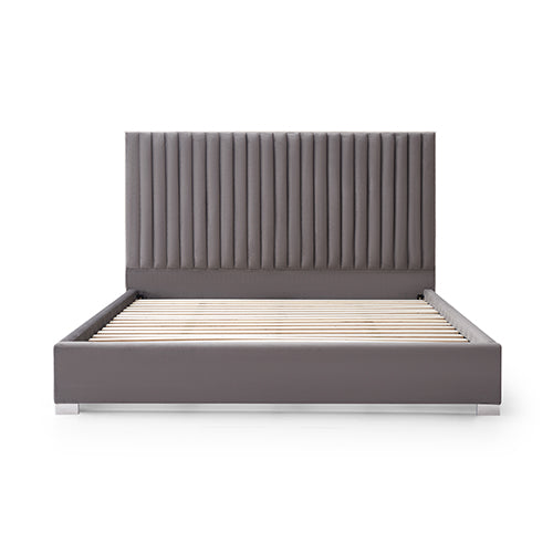 Hillsdale Bed Frame Polyester Fabric Padded Upholstery High Quality Slats Polished Stainless Steel Feet