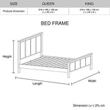 King Size Bed Frame with Solid Acacia Wood Veneered Construction in White Ash Colour