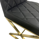 2X Dining Chair Stainless Gold Frame & Seat Black PU Leather