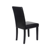 2x Wooden Frame Black Leatherette Dining Chairs with Solid Pine Legs