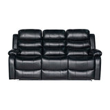 3-2-1 Seater Seater Finest Black Leatherette Recliner Feature Console LED Light Ultra Cushioned