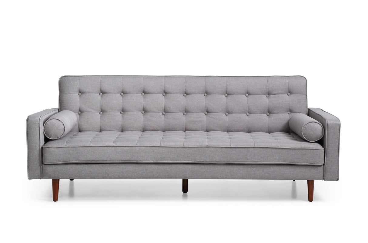 Sofa Bed 3 Seater Button Tufted Lounge Set for Living Room Couch in Fabric Grey Colour