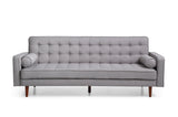 Sofa Bed 3 Seater Button Tufted Lounge Set for Living Room Couch in Fabric Grey Colour