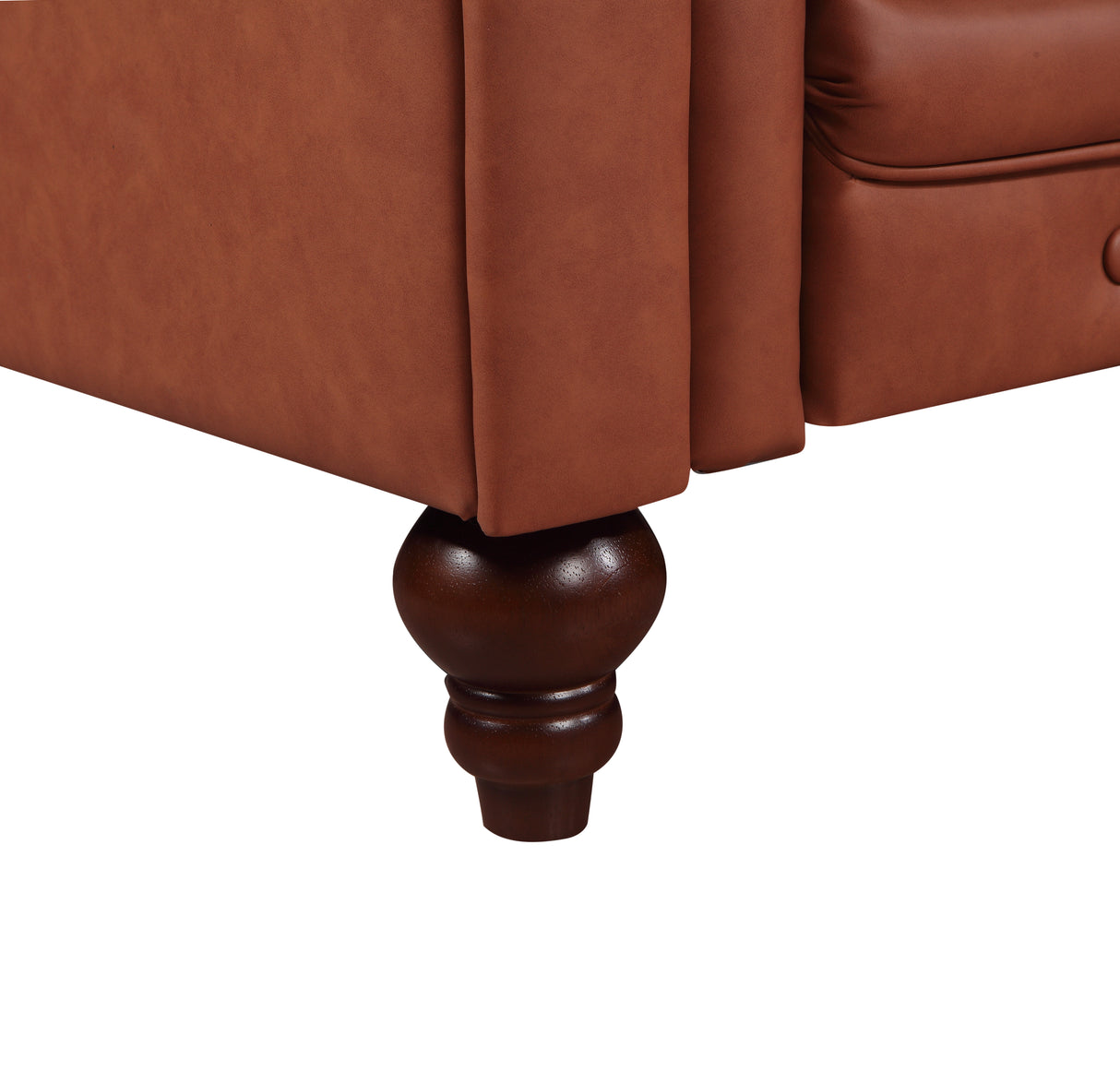 Single Seater Brown Sofa Armchair for Lounge Chesterfireld Style Button Tufted in Faux Leather