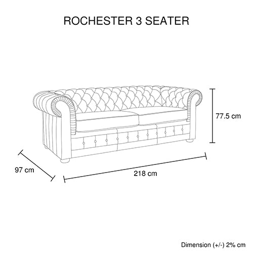 Ember 3 Seater Genuine Leather Upholstery Deep Quilting Pocket Spring Button Studding Sofa Lounge Set for Living Room Couch In Brown Colour