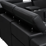 Washington Genuine Leather 6 Seater Corner Sofa With 2 Electric Recliners And Reversible Console