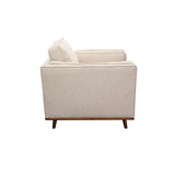 Single Seater Armchair Modern Accent Chair in Beige Fabric with Wooden Frame