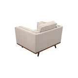 Single Seater Armchair Modern Accent Chair in Beige Fabric with Wooden Frame