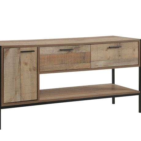 Ember TV Cabinet with 2 Storage Drawers Cabinet Natural Wood Like Particle board Entertainment Unit in Oak colour