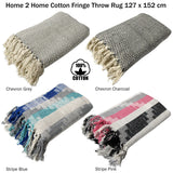 Cotton Fringe Throw Chevron Grey