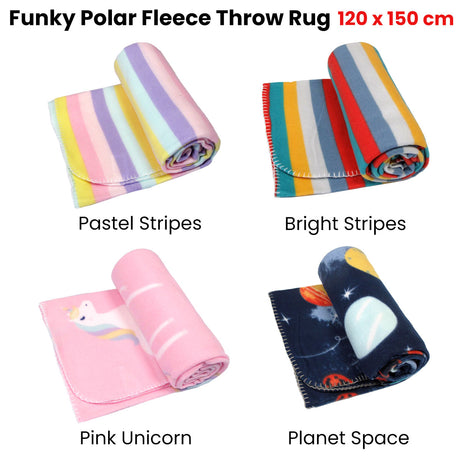 Funky Cute Polar Fleece Throw Bright Stripes