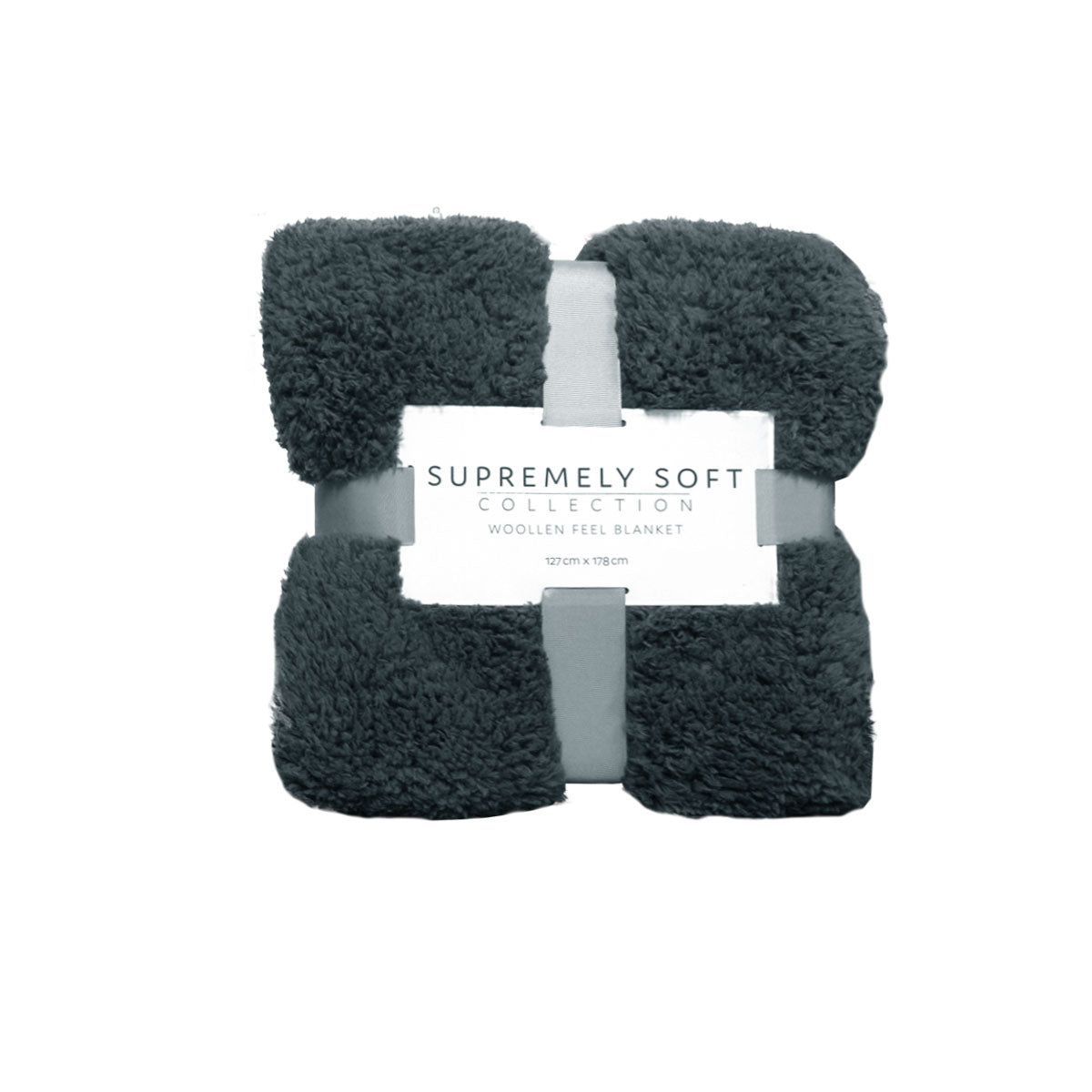 Soft Woollen Feel Throw Blanket Charcoal