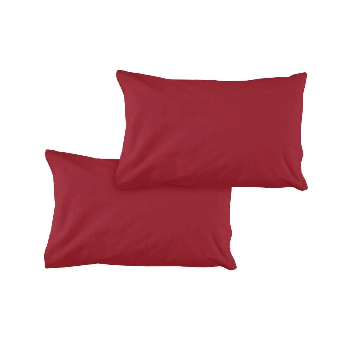 Pair of Solid Colour Microfiber Standard Pillowcases 48x73cmx15cm (Flap) Cherry