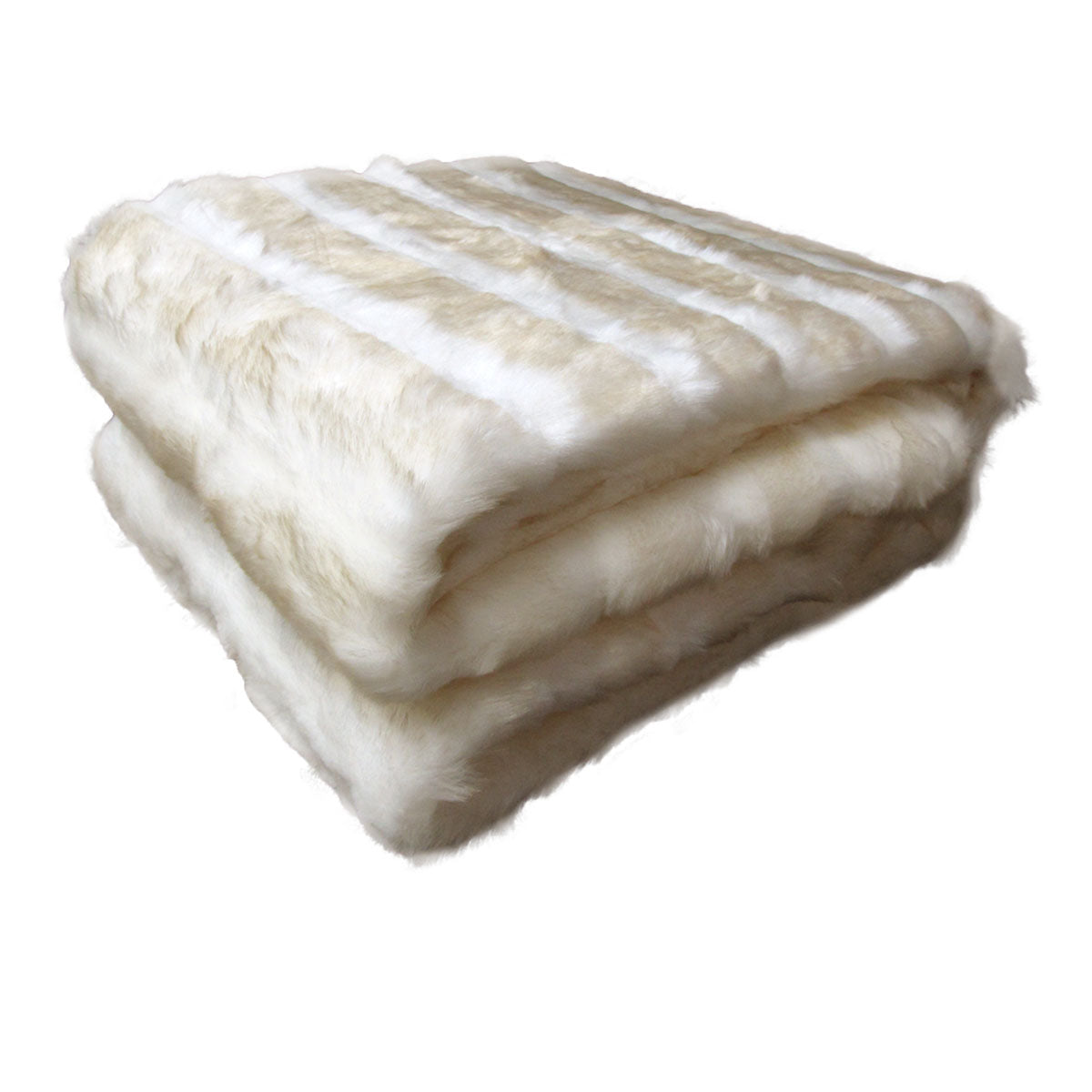 Faux Fur Luxury Animal Throw White Cream Chinchilla