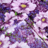 190GSM Fashion Printed Ultra Soft Coral Fleece Throw 127 x 152cm Floral Purple