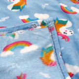 190GSM Girls Cute Ultra Soft Coral Fleece Throw 127 x 152cm Rainbow Unicorns