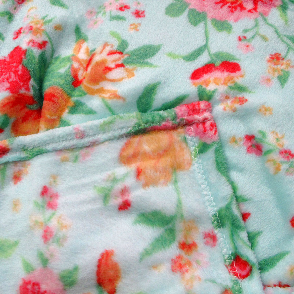 190GSM Fashion Printed Ultra Soft Coral Fleece Throw 127 x 152cm Tropical Floral Turquoise