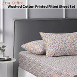 Accessorize Lisa Ochre Washed Cotton Printed Fitted Sheet Set Single