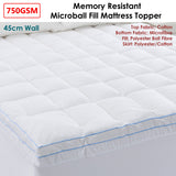 Cloudland 750GSM Memory Resistant Microball Fill Mattress Topper Single