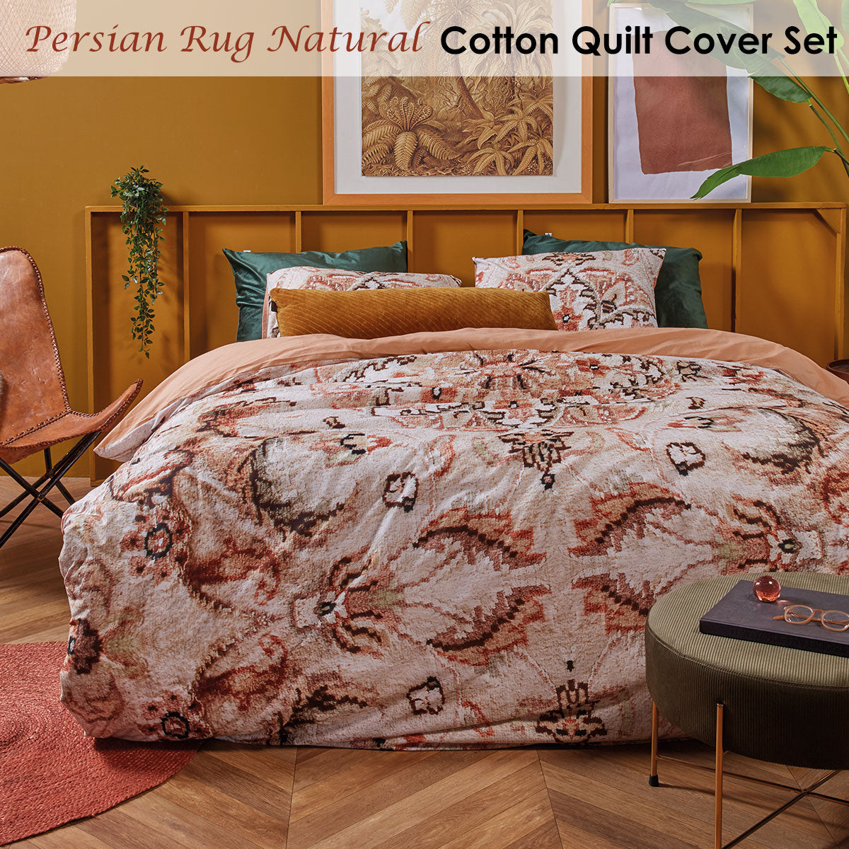 Bedding House Persian Natural Cotton Quilt Cover Set Queen