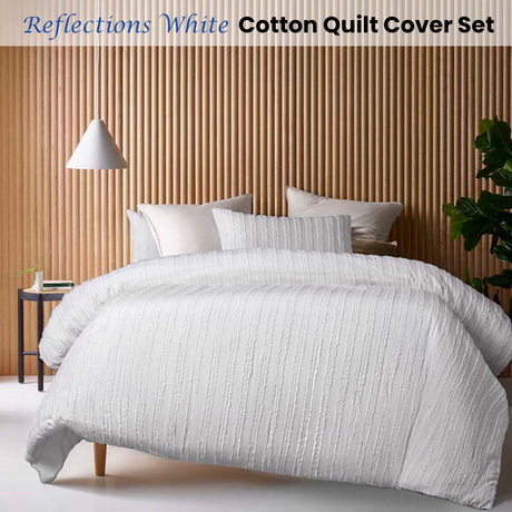 Vintage Design Homewares Reflections White Cotton Quilt Cover Set Single