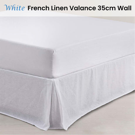 Vintage Design Homewares White French Linen Valance 35cm Wall Super King