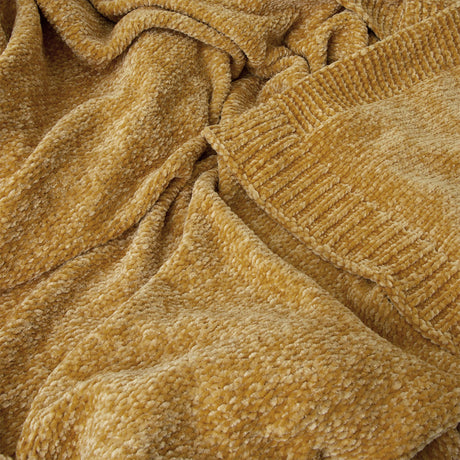 J Elliot Home Leslie Chenille Throw 130 x 160 cm Ochre